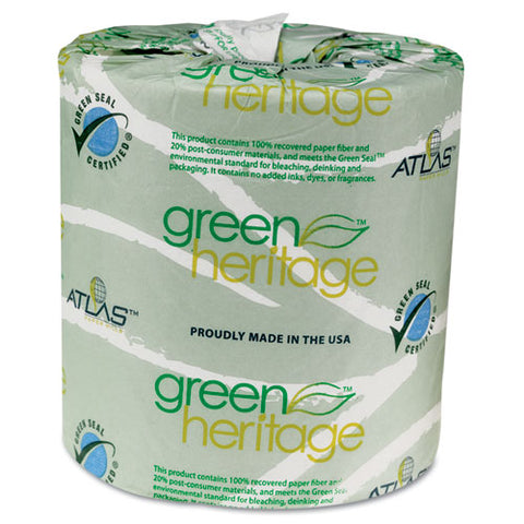 Atlas Paper Mills - Green Heritage Bathroom Tissue, 2-Ply, 500 Sheets, White, 96 per Carton, Sold as 1 CT