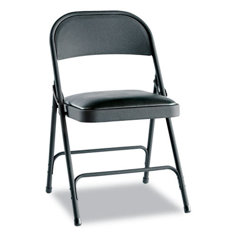 Alera - Steel Folding Chair w/Padded Seat, Graphite, 4/Carton, Sold as 1 CT