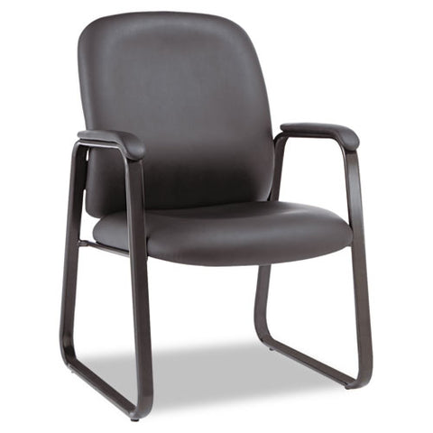 Alera - Genaro Guest Chair, Black Leather, Sled Base, Sold as 1 EA
