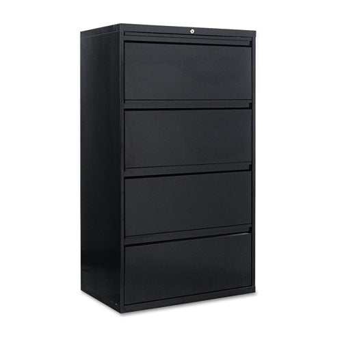 Four-Drawer Lateral File Cabinet, 30w x 19-1/4d x 53-1/4h, Black, Sold as 1 Each