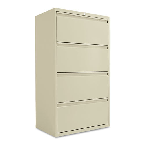 Four-Drawer Lateral File Cabinet, 30w x 19-1/4d x 53-1/4h, Putty, Sold as 1 Each