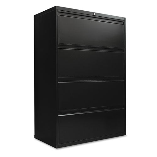 Four-Drawer Lateral File Cabinet, 36w x 19-1/4d x 53-1/4h, Black, Sold as 1 Each