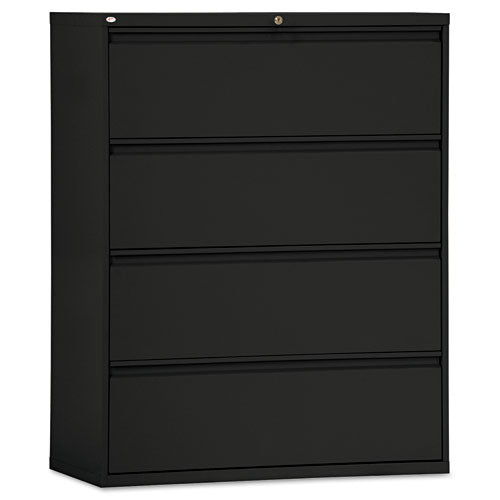 Four-Drawer Lateral File Cabinet, 42w x 19-1/4d x 53-1/4h, Black, Sold as 1 Each