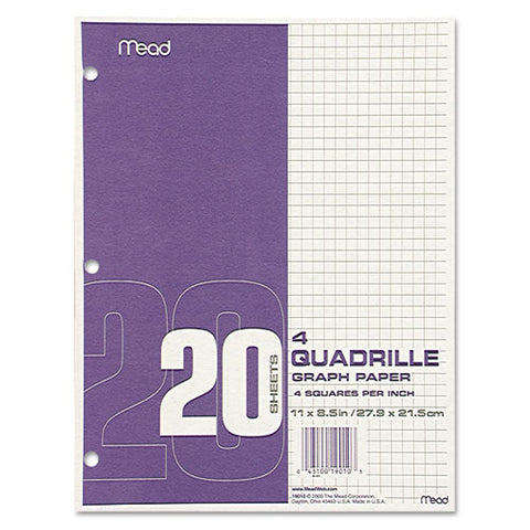 Mead - Quadrille Graph Paper, Quadrille (4 sq/in), 8 1/2 x 11, White, 12 Pads/Pack, Sold as 1 PK