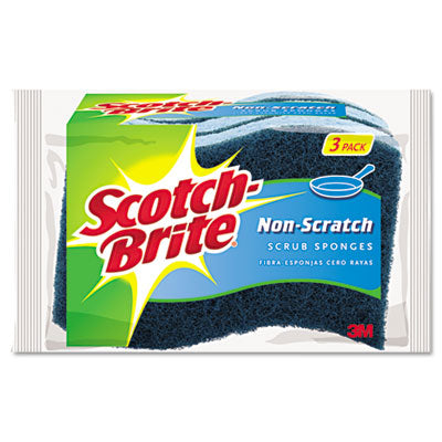 Scotch-Brite - No Scratch Multi-Purpose Scrub Sponge, 4 2/5 x 2 3/5-inch, Blue, 3/Pack, Sold as 1 PK
