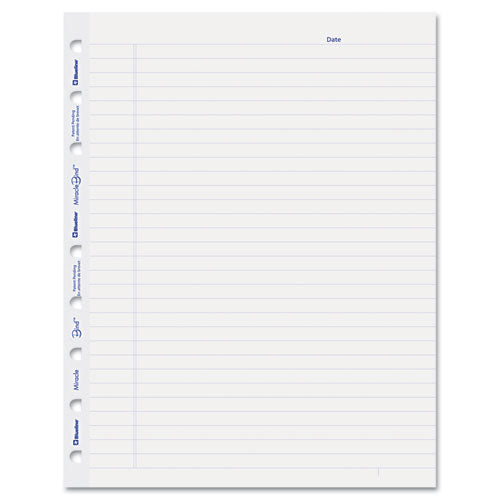 Blueline - MiracleBind Notebook Ruled Paper Refill, 9-1/4 x 7-1/4, White, 25 Sheets/Pack, Sold as 1 PK