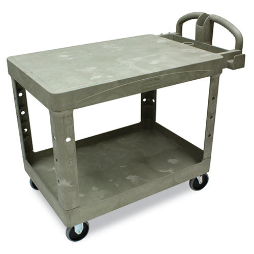 Rubbermaid Commercial - Flat Shelf Utility Cart, 2-Shelf, 25-5/8w x 43-7/8d x 33-1/3h, Beige, Sold as 1 EA