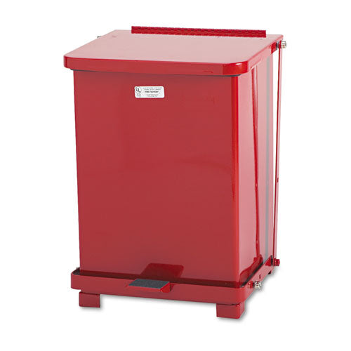 Rubbermaid Commercial - Defenders Biohazard Step Can, Square, Steel, 7 gal, Red, Sold as 1 EA
