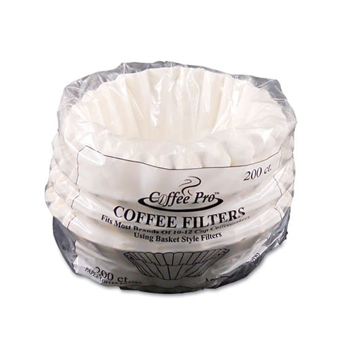 Coffee Pro - Basket Filters for Drip Coffeemakers, 10 to 12 Cups, White, 200 Filters/Pack, Sold as 1 PK