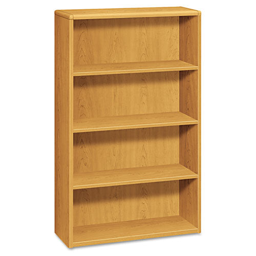 10700 Series Wood Bookcase, Four Shelf, 36w x 13 1/8d x 57 1/8h, Harvest, Sold as 1 Each