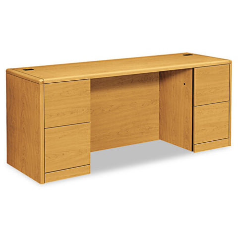 HON - 10700 Kneespace Credenza, Full-Height Pedestals, 72w x 24d x 29-1/2h, Harvest, Sold as 1 EA