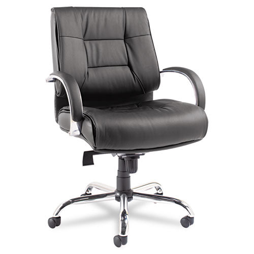 Alera - Ravino Big & Tall Series Mid-Back Swivel/Tilt Leather Chair, Black, Sold as 1 EA