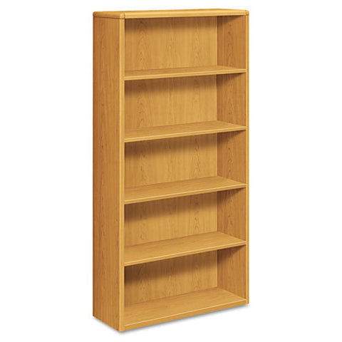 10700 Series Wood Bookcase, Five Shelf, 36w x 13 1/8d x 71h, Harvest, Sold as 1 Each