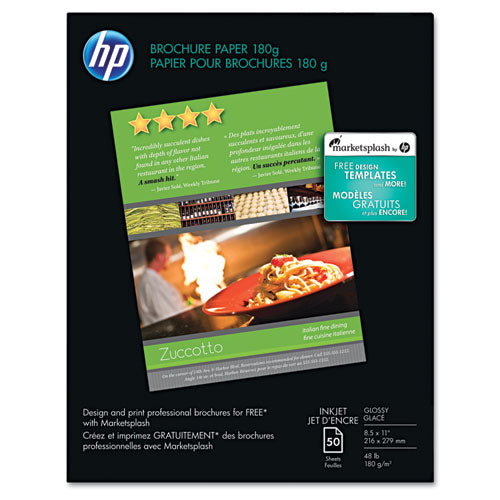 HP - Inkjet Brochure/Flyer Paper, 98 Brightness, 48lb, 8-1/2 x 11, White, 50 Shts/Pk, Sold as 1 PK
