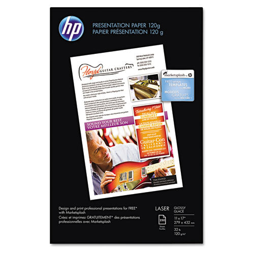 HP - Color Laser Presentation Paper, 97 Brightness, 32lb, 11 x 17, White, 250/Pack, Sold as 1 PK