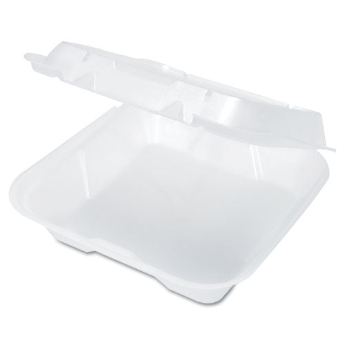 Snap-It Vented Foam Hinged Container, White, 9-1/4 x 9-1/4 x 3, 100/Bag, 2/CT, Sold as 1 Carton, 200 Each per Carton 