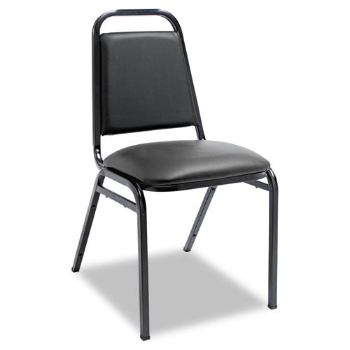 Alera - Upholstered Stacking Chairs w/Square Back, Black Vinyl, Black Frame, Sold as 1 CT