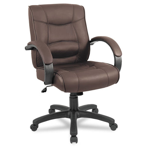 Alera - Strada Series Mid-Back Swivel/Tilt Chair w/Brown Leather Upholstery, Sold as 1 EA