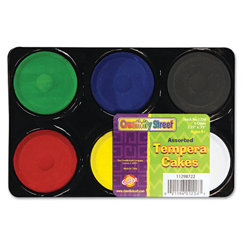 Creativity Street - Tempera Cakes, 6 Assorted Colors, 6/Pack, Sold as 1 EA