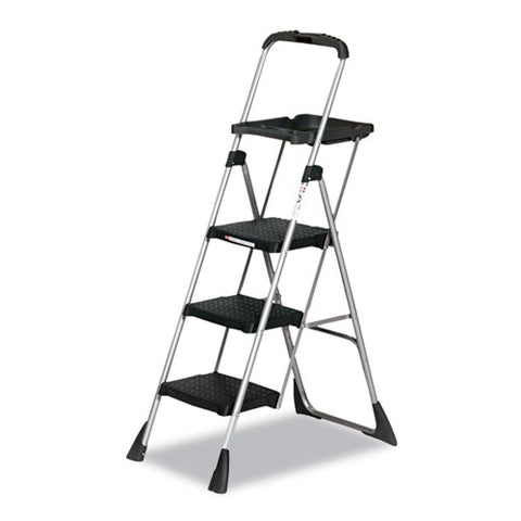 Cosco - Max Work Platform Project Ladder, 225lb Duty Rating, 22wx31dx55h, Steel, Black, Sold as 1 EA