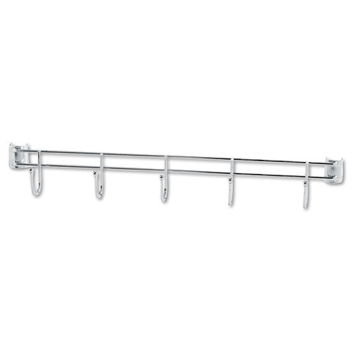 Alera - Hook Bars For Wire Shelving, 5 Hooks, 24-inch Deep, Silver, 2 Bars/Pack, Sold as 1 PK