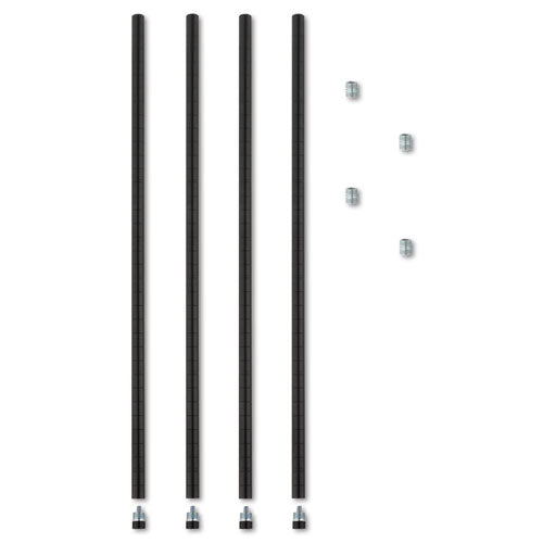 Alera - Stackable Posts For Wire Shelving, 36 -inchHigh, Black, 4/Pack, Sold as 1 PK