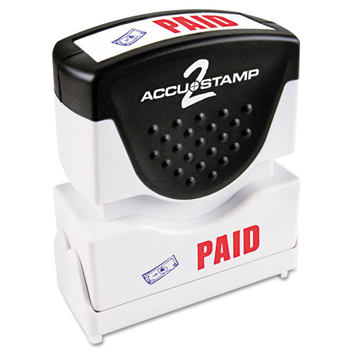 Accustamp2 - Accustamp2 Shutter Stamp with Microban, Red/Blue, PAID, 1 5/8 x 1/2, Sold as 1 EA