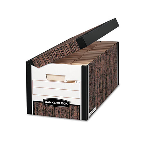 Bankers Box - FastFold Flip Top File Storage Box, Letter/Legal, Woodgrain, 12/Ctn, Sold as 1 CT