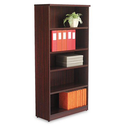 Alera - Valencia Series Bookcase, 5 Shelves, 31-3/4w x 12-1/2d x 65h, Mahogany, Sold as 1 EA