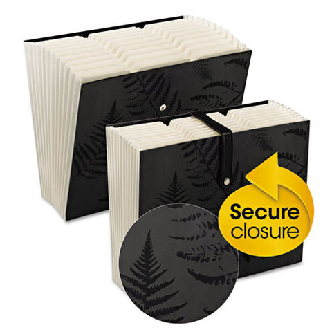 Secure Accordion Expanding File, 12 pockets, Letter, Black, 1/ea, Sold as 1 Each
