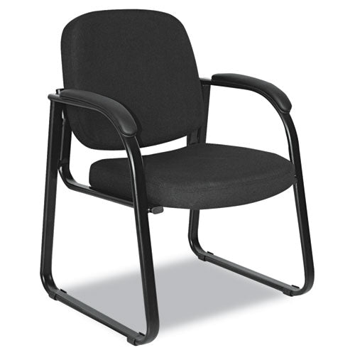 Reception Lounge Series Sled Base Guest Chair, Black Fabric, Sold as 1 Each