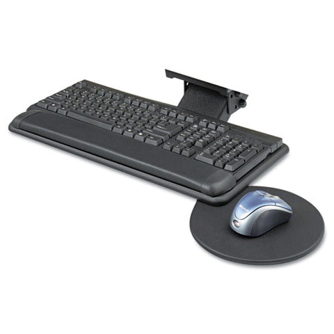 Adjustable Keyboard Platform with Swivel Mouse Tray, 18-1/2w x 9-1/2d, Black, Sold as 1 Each
