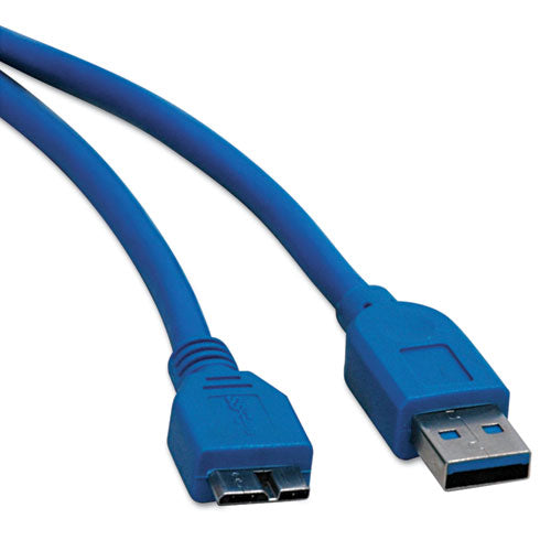 USB 3.0 Device Cable, A/BMicro, 6 ft., Blue, Sold as 1 Each