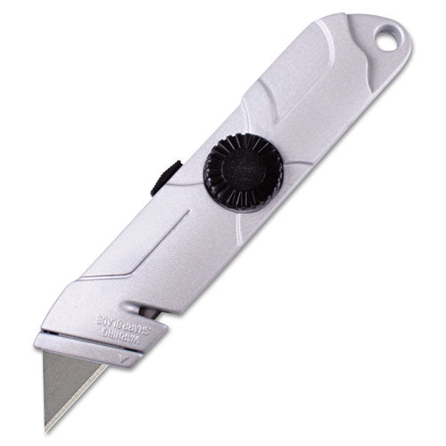 Self-Retracting Utility Knife, Silver Metal Handle, Sold as 1 Each