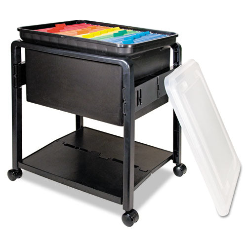 Folding Mobile File Cart, 14-1/2w x 18-1/2d x 21-3/4h, Clear/Black, Sold as 1 Each