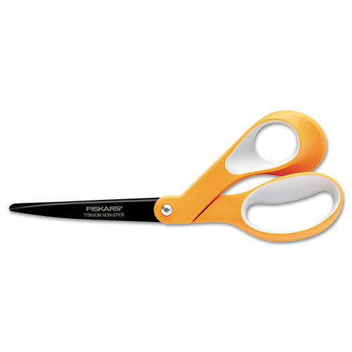 Premier Non-Stick Titanium Softgrip Scissors, 8" Length, Orange/Gray, Sold as 1 Each