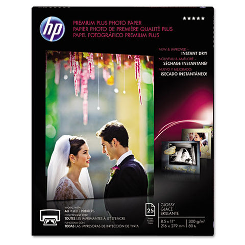 HP - Premium Plus Photo Paper, 80 lbs., Glossy, 8-1/2 x 11, 25 Sheets/Pack, Sold as 1 PK