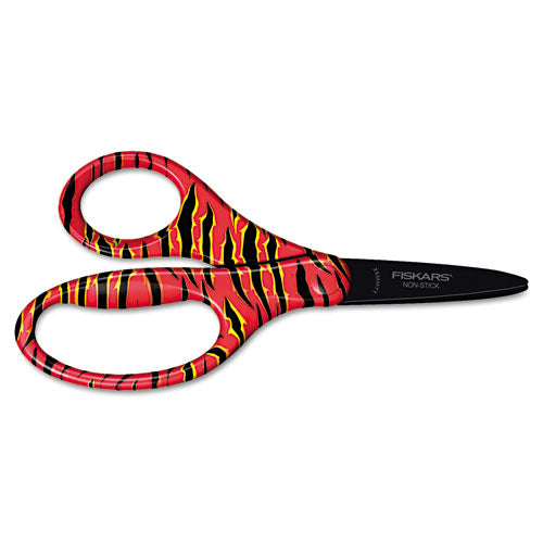 Kids Designer Non-Stick Scissors, 5" Length, 1-5/8" Cut, Pointed, Assorted, Sold as 1 Each