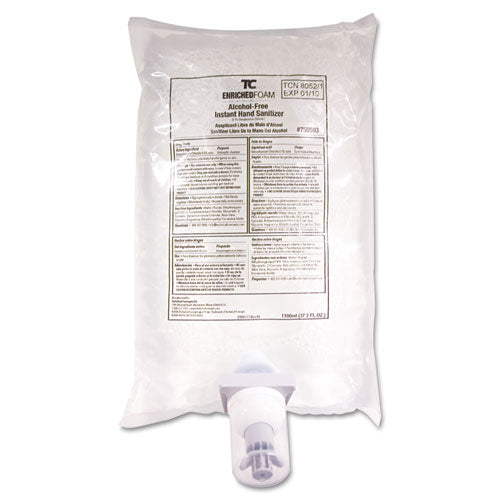 AutoFoam Hand Sanitizer Refill, Alcohol-Free, Clear, 1100mL, 4/Carton, Sold as 1 Carton, 4 Each per Carton 