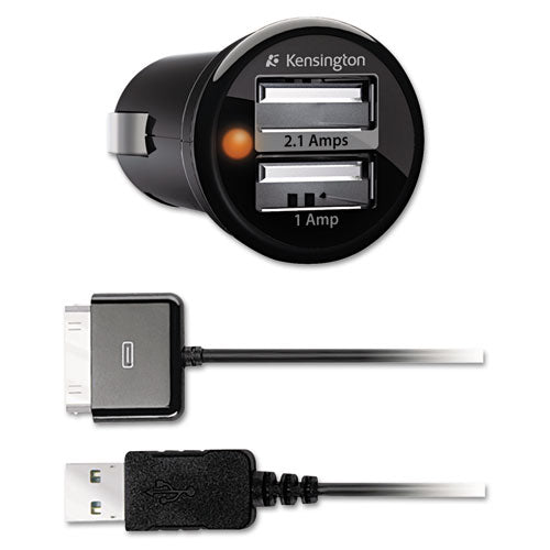 PowerBolt Duo Car Charger, 2.1 + 1.0 Amp Ports, Detachable 30-Pin Cable, Sold as 1 Each