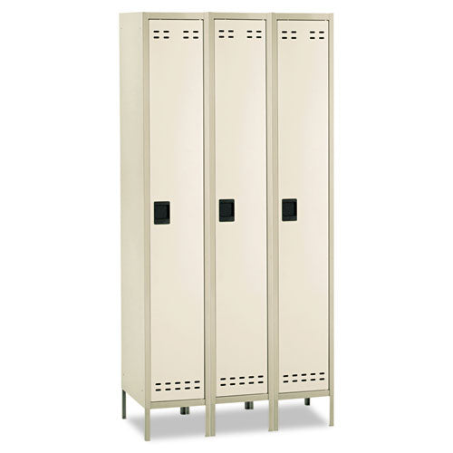Single-Tier, Three-Column Locker, 36w x 18d x 78h, Two-Tone Tan, Sold as 1 Each
