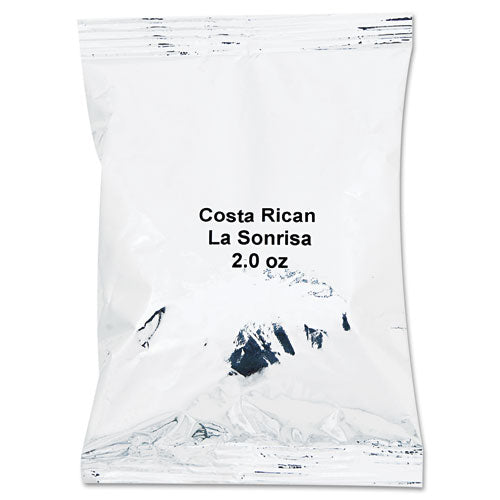 Coffee Portion Packs, Costa Rican La Sonrisa, 2oz Packets, 40/Carton, Sold as 1 Carton, 40 Each per Carton 