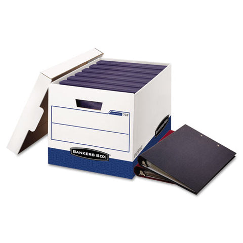 Bankers Box - BINDERBOX Storage Box, Locking Lid, White/Blue, 12/Carton, Sold as 1 CT