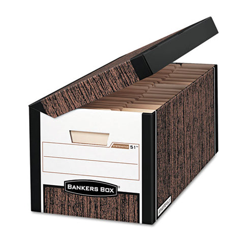 Bankers Box - FastFold Flip Top File Storage Box, Letter, 12-1/8 x 24 x 10, Woodgrain, 12/Ctn, Sold as 1 CT
