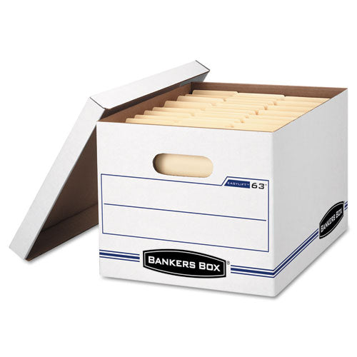 Bankers Box - EasyLift Storage Box, Letter/Letter, Lift-Off Lid, White/Blue, 12/Carton, Sold as 1 CT