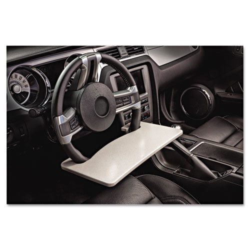 Automobile Steering Wheel Attachable Work Surface, Gray, Sold as 1 Each
