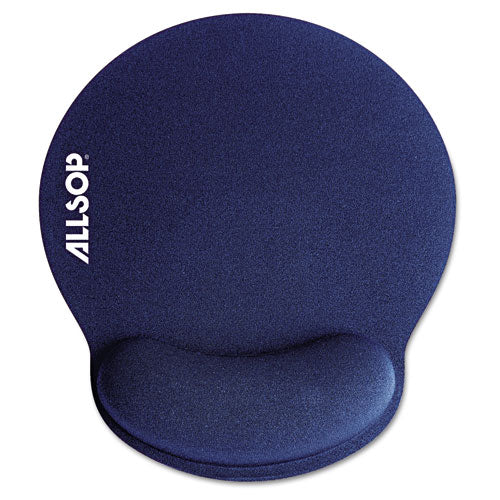 Allsop - Memory Foam Mouse Pad with Wrist Rest, Blue, 7 1/4-inch x 8 1/4-inch, Sold as 1 EA