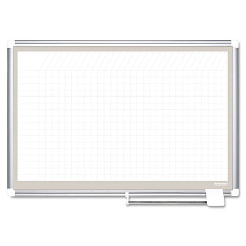 All Purpose Porcelain Dry Erase Planning Board, 1x2 Grid, 36x24, Aluminum Frame, Sold as 1 Each