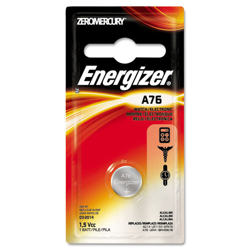 Watch/Electronic Battery, Alkaline, A76, 1.5V, MercFree, Sold as 1 Each