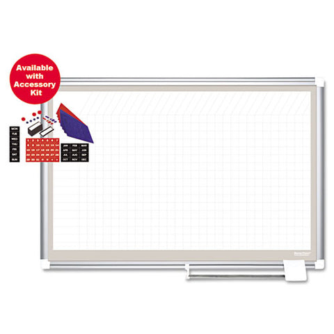 All-Purpose Planning Board w/Accessories, 1x2 Grid, 72x48, White/Silver, Sold as 1 Each